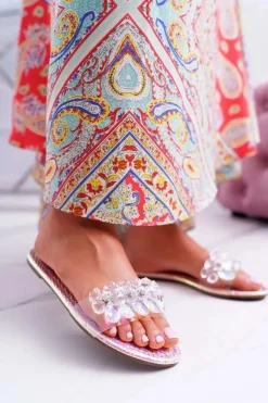 Best Damskie Klapki Z Cyrkoniami Lu Boo Benzynowe Różowe Mediana Damskie Klapki Damskie Klasyczne