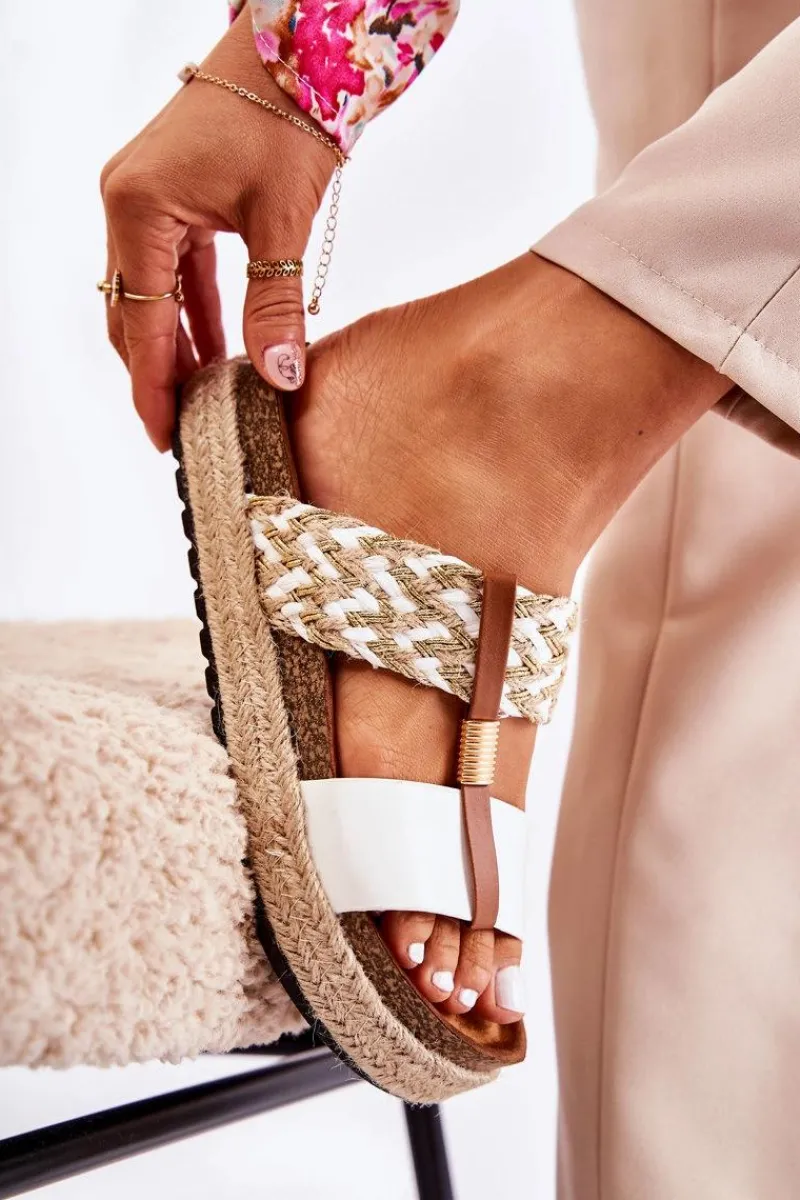 Klapki Damskie Klasyczne>Boto Damskie Klapki Z Eko Skóry Białe Simona