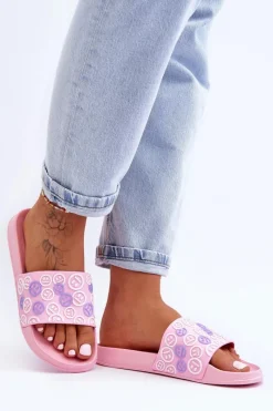 New Boto Damskie Klapki Z Emotikonami Różowe Cosette