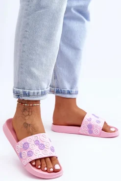 New Boto Damskie Klapki Z Emotikonami Różowe Cosette