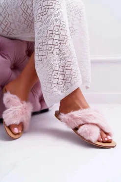 Best Boto Damskie Klapki Z Futerkiem Lu Boo Różowe