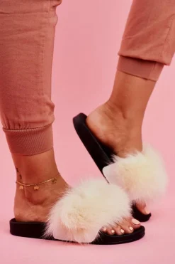 Discount Damskie Klapki z Futerkiem Białe Belmondo Damskie Klapki Z Futerkiem|Klapki Damskie Klasyczne