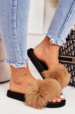 Klapki Z Futerkiem|Klapki Damskie Klasyczne>Boto Damskie Klapki z Futerkiem Camel Belmondo