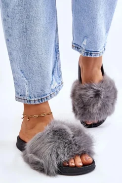 Best Damskie Klapki Z Futerkiem Szare Kennet Damskie Klapki Z Futerkiem|Klapki Damskie Klasyczne