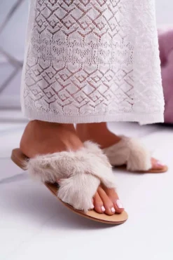 Klapki Z Futerkiem|Klapki Damskie Klasyczne>Boto Damskie Klapki Z Futerkiem Lu Boo Ecru