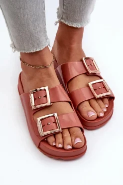 Best ZAXY Damskie Klapki Z Klamrami JJ285246 Brudny Róż