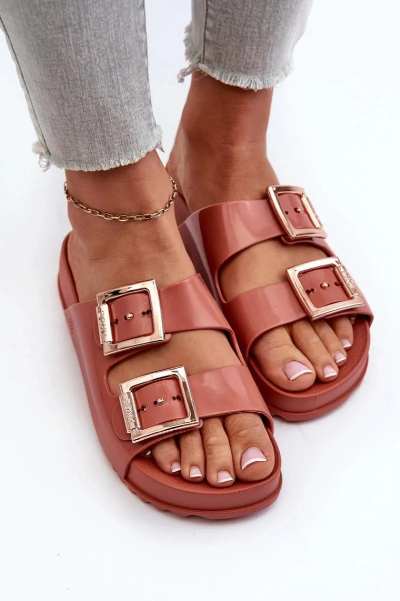 Best ZAXY Damskie Klapki Z Klamrami JJ285246 Brudny Róż