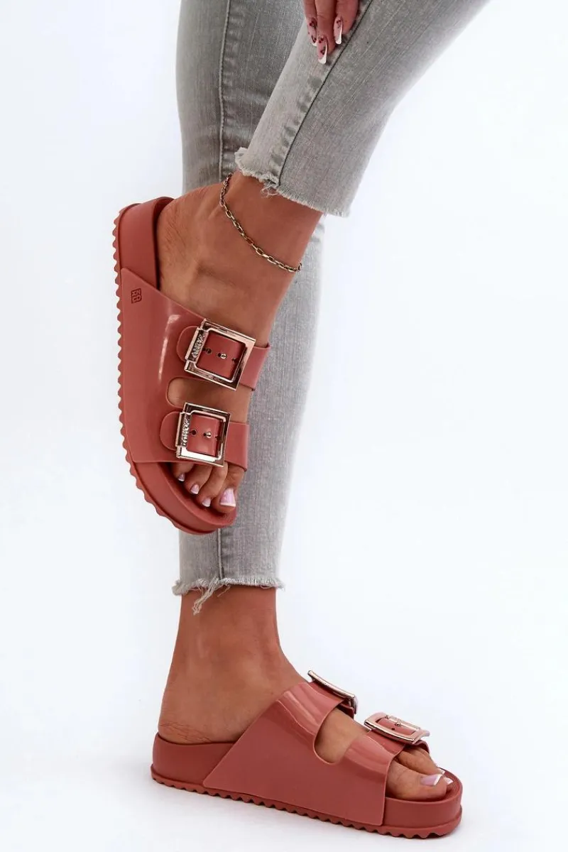 Best ZAXY Damskie Klapki Z Klamrami JJ285246 Brudny Róż