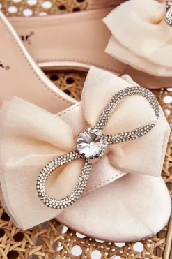 Online Damskie Klapki Z Kokardą I Cyrkoniami Beżowe Jolene Damskie Klapki Damskie Klasyczne