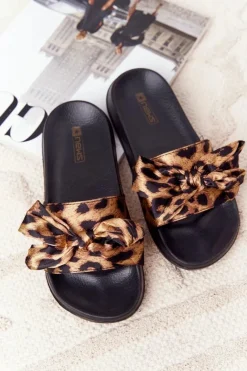 Outlet Damskie Klapki Z Kokardą Leopard Beat It Damskie Klapki Damskie Klasyczne