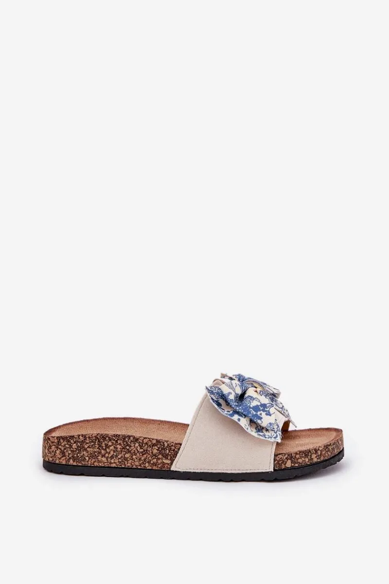 Discount Damskie Klapki Z Kokardą Na Korkowej Platformie e Lisandrea Damskie Klapki Korkowe|Klapki Na Platformie