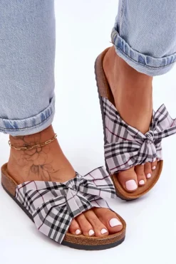 Clearance Boto Damskie Klapki Z Kokardą Na Platformie Szare Vero