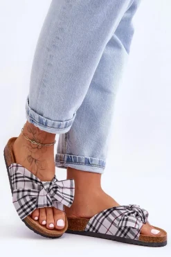 Clearance Boto Damskie Klapki Z Kokardą Na Platformie Szare Vero