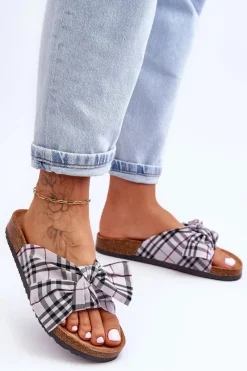 Clearance Boto Damskie Klapki Z Kokardą Na Platformie Szare Vero