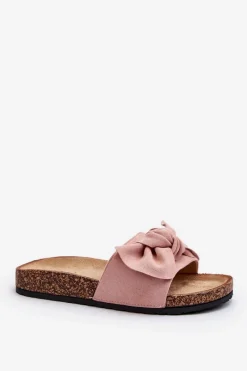 Clearance Boto Damskie Klapki Z Kokarda Różowe Ezephira
