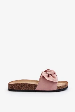 Clearance Boto Damskie Klapki Z Kokarda Różowe Ezephira