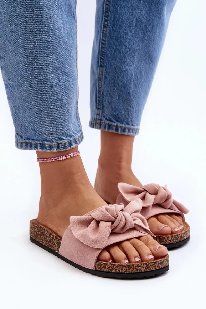 Clearance Boto Damskie Klapki Z Kokarda Różowe Ezephira