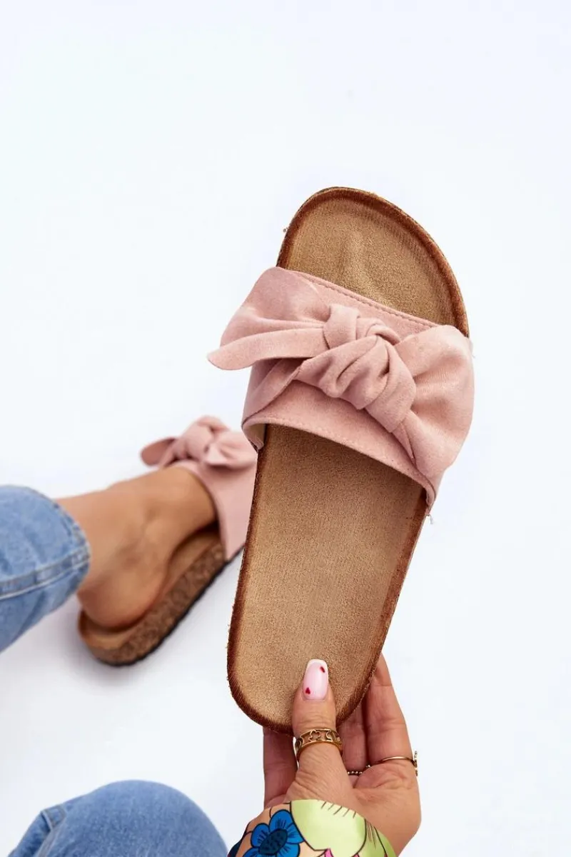 Clearance Boto Damskie Klapki Z Kokarda Różowe Ezephira