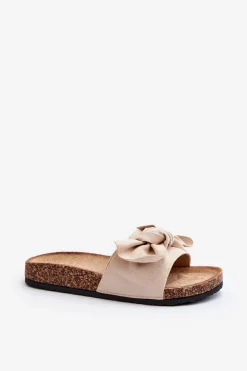 Klapki Korkowe|Klapki Damskie Klasyczne>Boto Damskie Klapki Z Kokarda Beżowe Ezephira