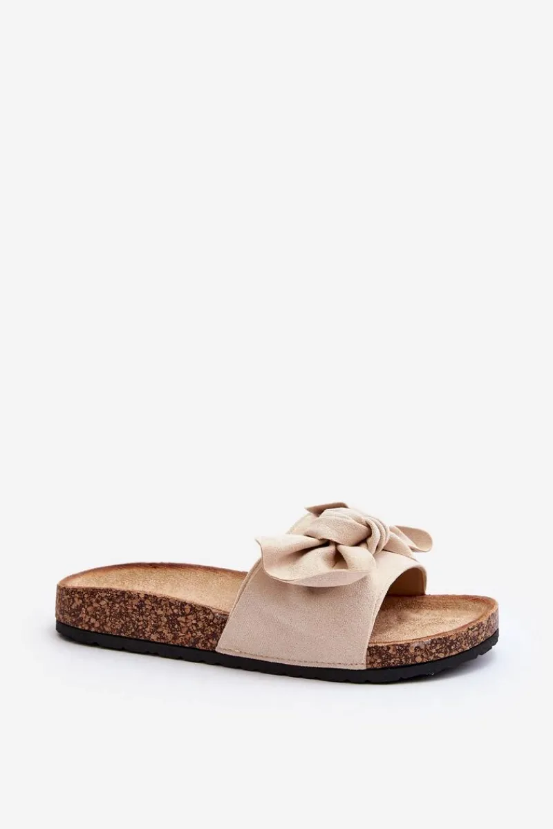 Klapki Korkowe|Klapki Damskie Klasyczne>Boto Damskie Klapki Z Kokarda Beżowe Ezephira