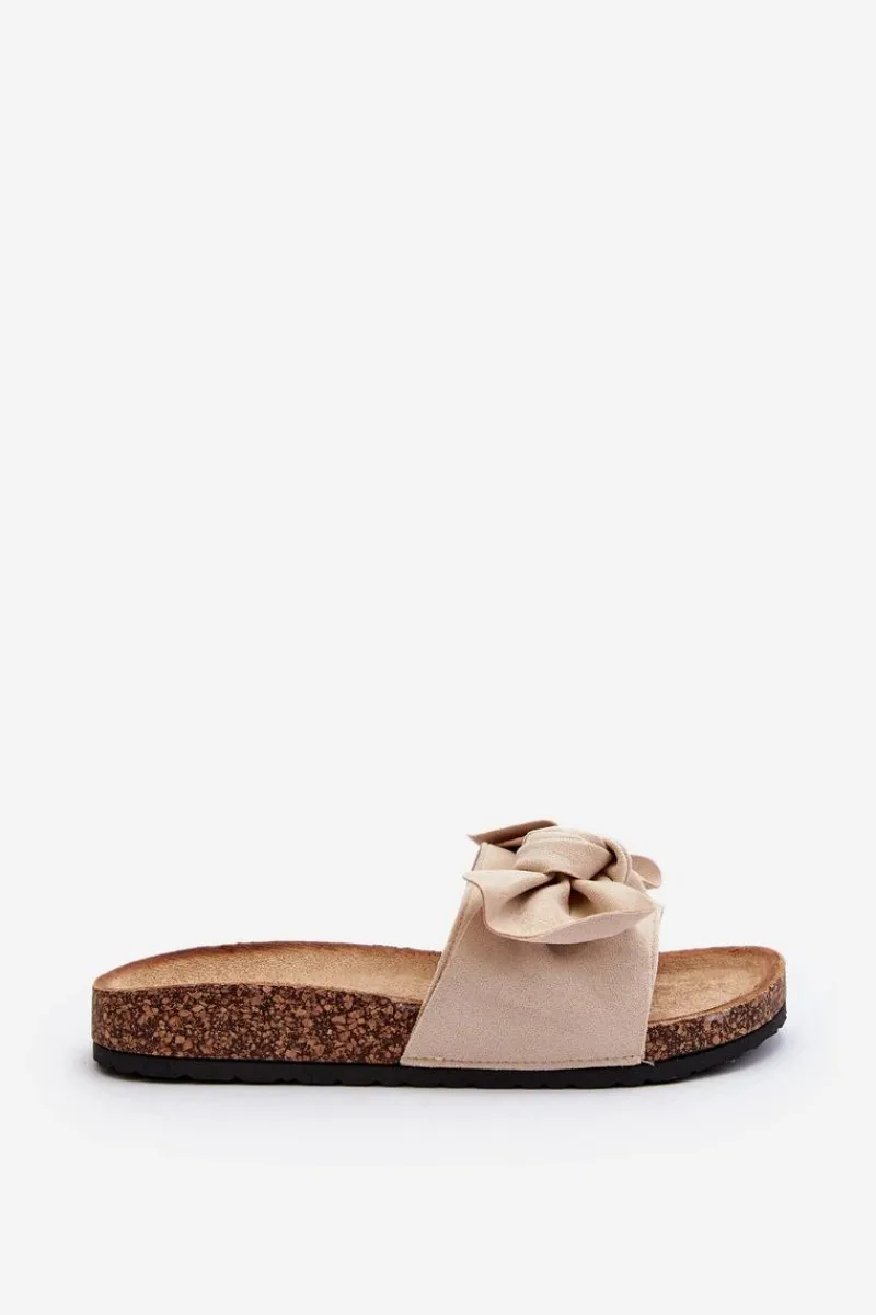 Klapki Korkowe|Klapki Damskie Klasyczne>Boto Damskie Klapki Z Kokarda Beżowe Ezephira