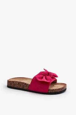 Damskie Klapki Z Kokarda Fuksja Ezephira Damskie Klapki Korkowe|Klapki Damskie Klasyczne