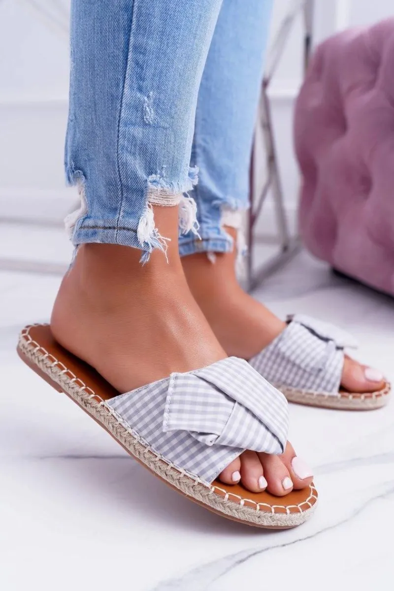 Sale Boto Damskie Klapki Z Kokardkami Pin-up Girl Szare