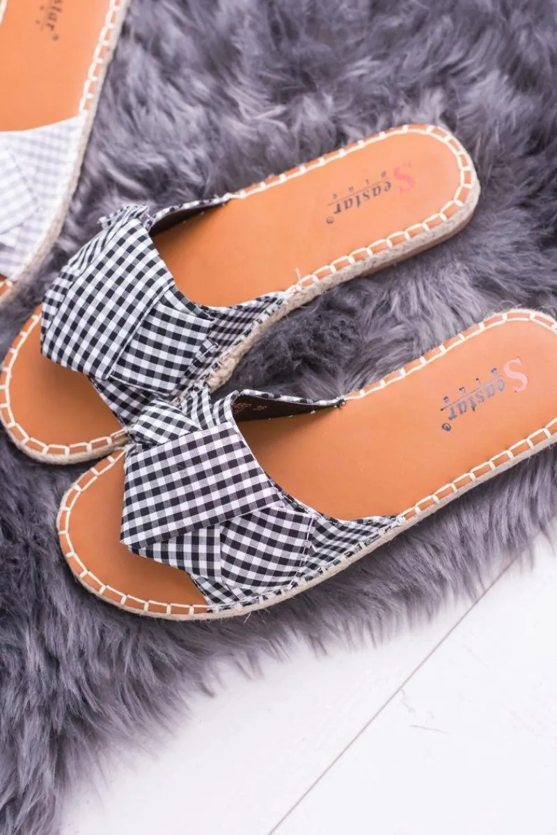 Boto Damskie Klapki Z Kokardkami Pin-up Girl Czarne