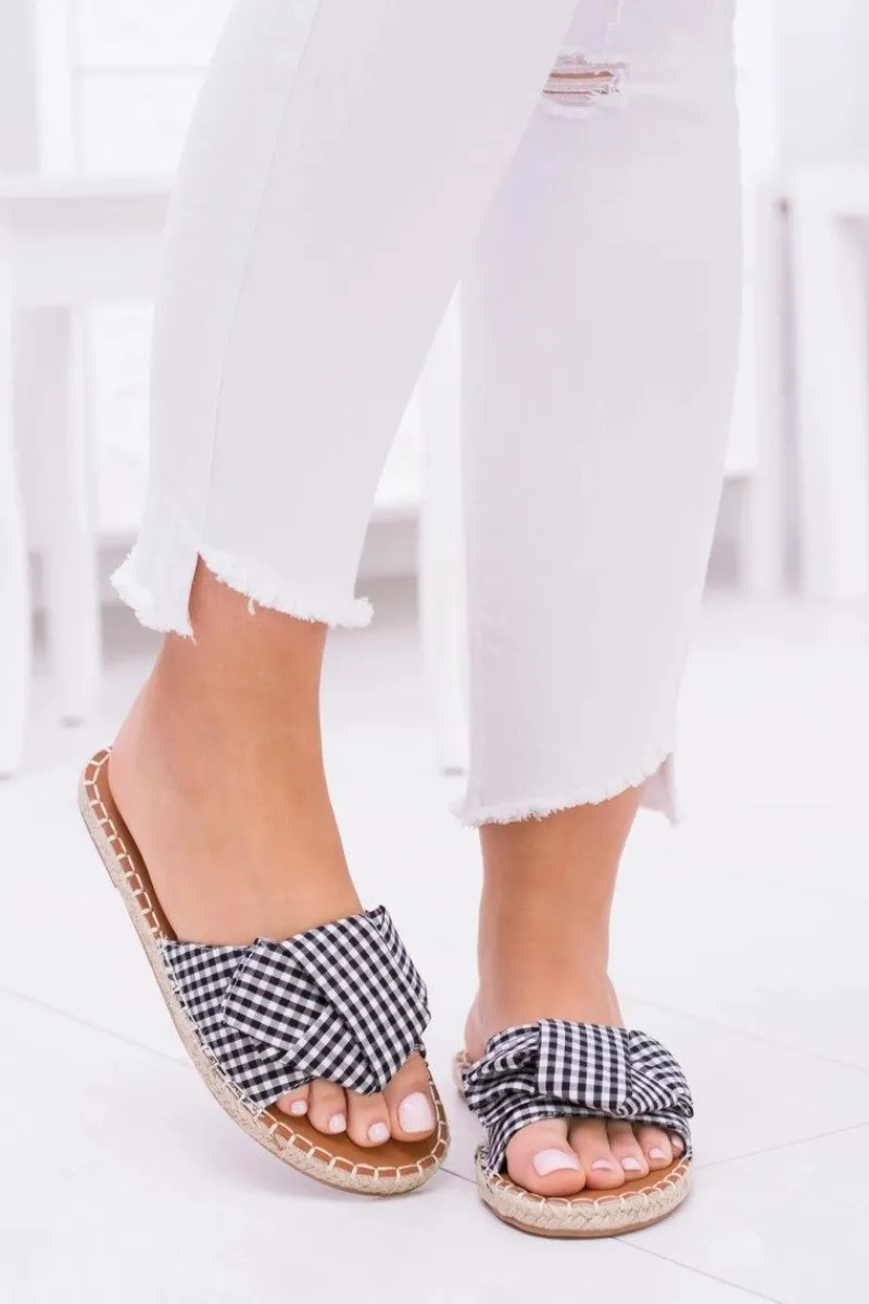 Boto Damskie Klapki Z Kokardkami Pin-up Girl Czarne