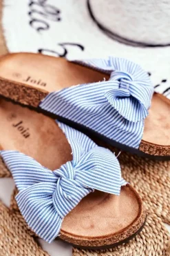 Klapki Damskie Klasyczne>Boto Damskie Klapki Z Kokardkami Pin-up Niebieskie Magnolia