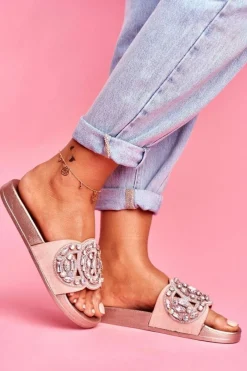 Online Damskie Klapki Z Kryształkami Różowe Złoto Audrey Damskie Klapki Damskie Klasyczne