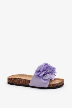 Discount Boto Damskie Klapki Z Kwiatami Fioletowe Lulania