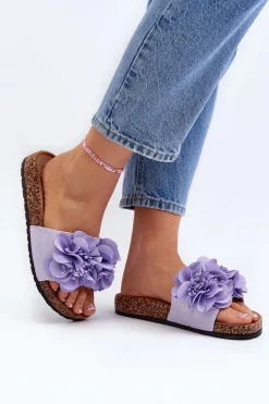 Discount Boto Damskie Klapki Z Kwiatami Fioletowe Lulania