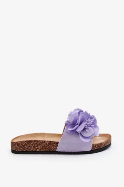 Discount Boto Damskie Klapki Z Kwiatami Fioletowe Lulania
