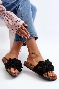 Discount Damskie Klapki Z Kwiatami Czarne Lulania Damskie Klapki Korkowe|Klapki Damskie Klasyczne