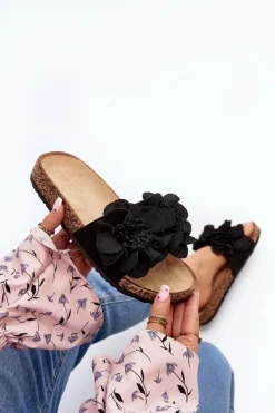 Discount Damskie Klapki Z Kwiatami Czarne Lulania Damskie Klapki Korkowe|Klapki Damskie Klasyczne