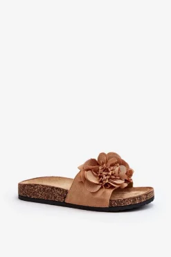 New Boto Damskie Klapki Z Kwiatami Brązowe Lulania