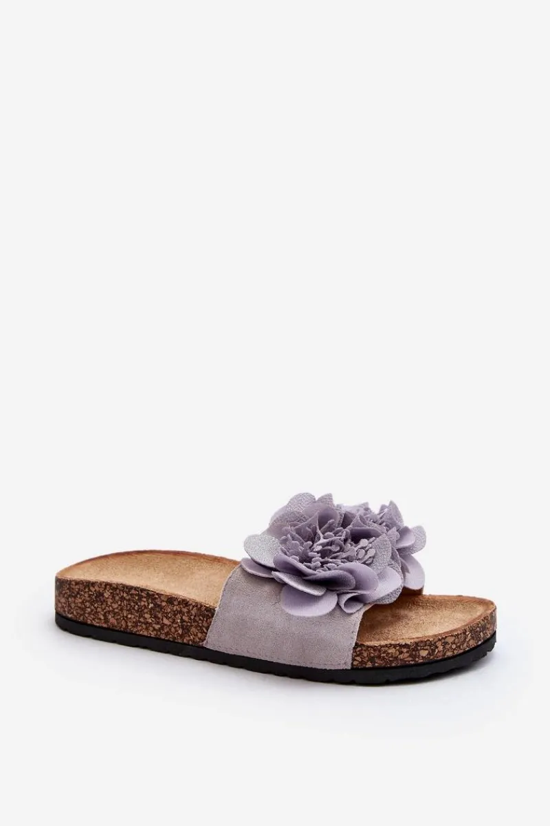 Klapki Korkowe|Klapki Damskie Klasyczne>Boto Damskie Klapki Z Kwiatami Szare Lulania