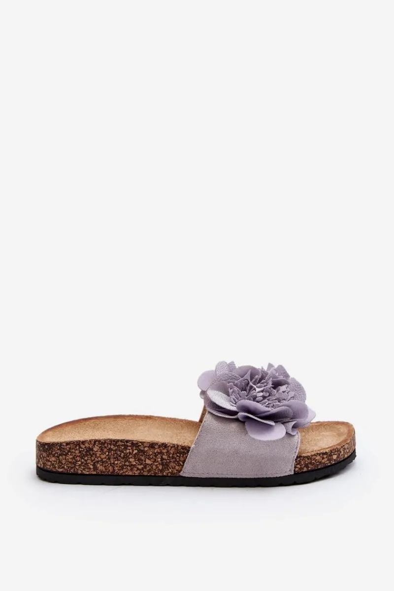 Klapki Korkowe|Klapki Damskie Klasyczne>Boto Damskie Klapki Z Kwiatami Szare Lulania
