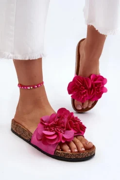 Clearance Damskie Klapki Z Kwiatami Fuksja Lulania Damskie Klapki Korkowe|Klapki Damskie Klasyczne