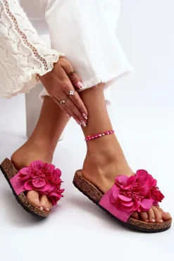 Clearance Damskie Klapki Z Kwiatami Fuksja Lulania Damskie Klapki Korkowe|Klapki Damskie Klasyczne