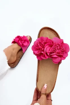 Clearance Damskie Klapki Z Kwiatami Fuksja Lulania Damskie Klapki Korkowe|Klapki Damskie Klasyczne