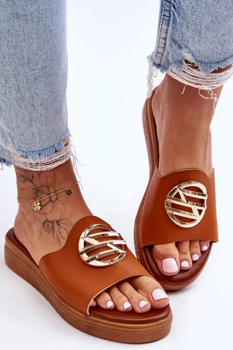 Sale Boto Damskie Klapki Z Ozdobą Camel Secrets