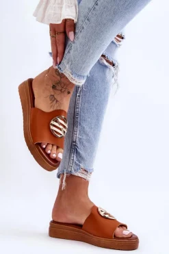 Sale Boto Damskie Klapki Z Ozdobą Camel Secrets