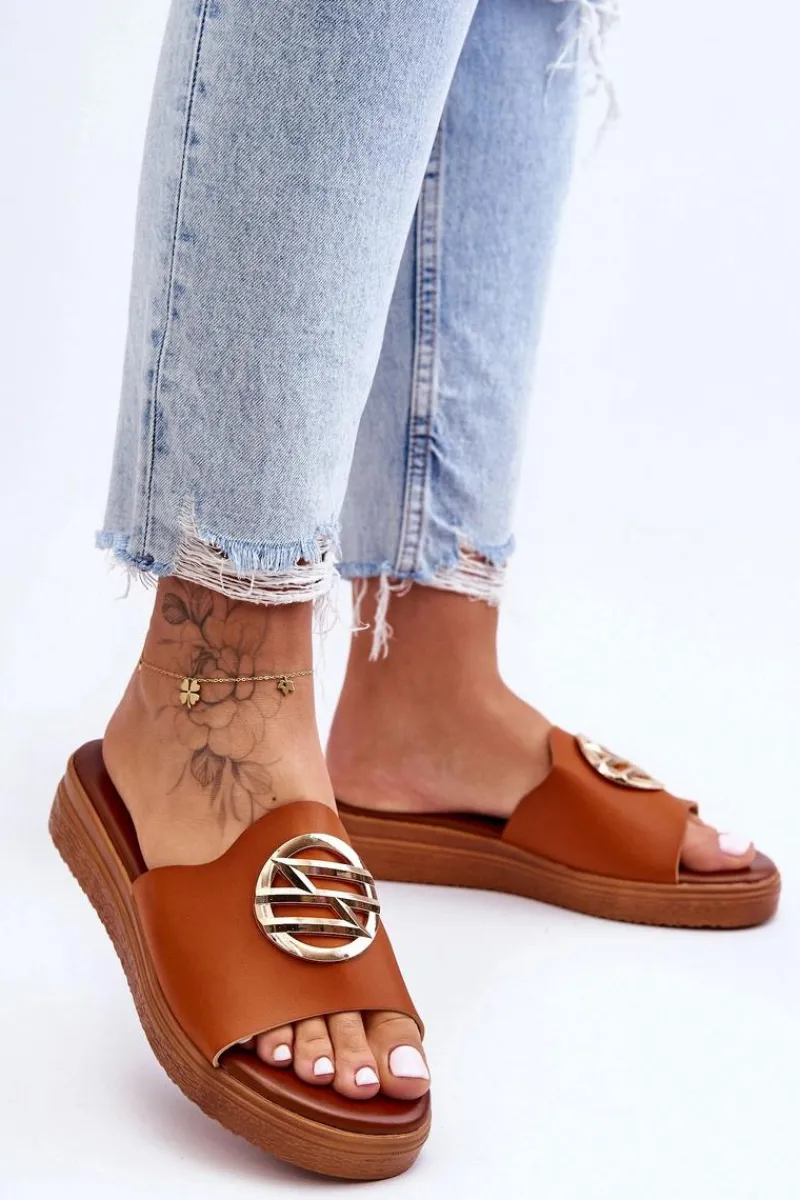 Sale Boto Damskie Klapki Z Ozdobą Camel Secrets