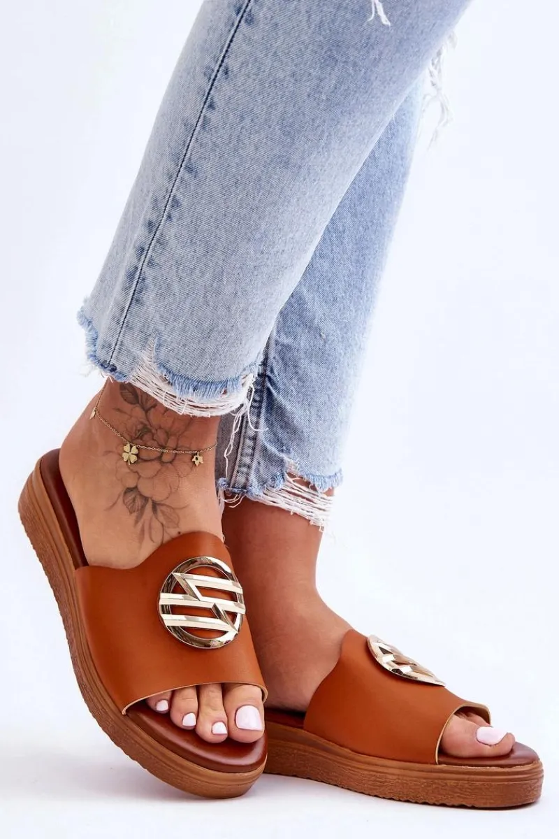 Sale Boto Damskie Klapki Z Ozdobą Camel Secrets