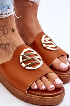 Sale Boto Damskie Klapki Z Ozdobą Camel Secrets