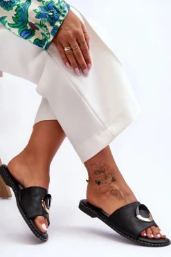 New Damskie Klapki Z Ozdobą Czarne Sherry Damskie Klapki Damskie Klasyczne