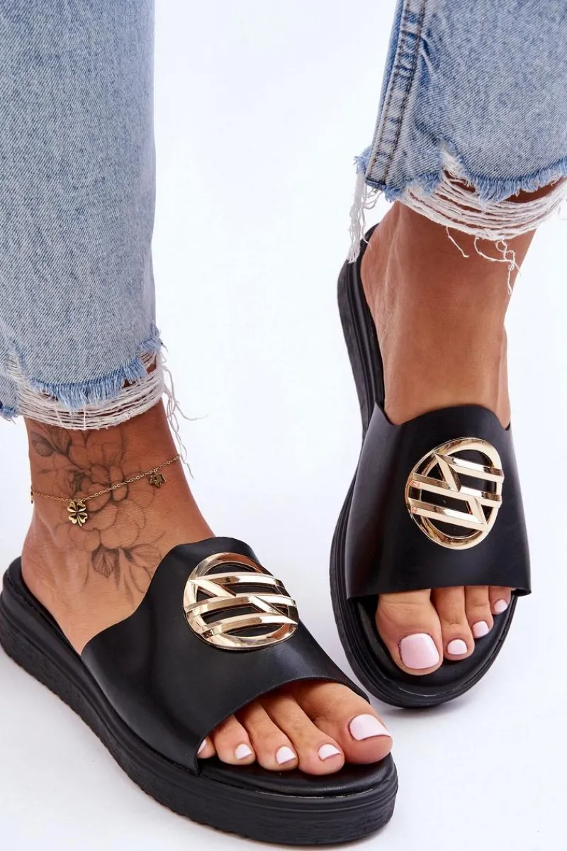 Clearance Damskie Klapki Z Ozdobą Czarne Secrets Damskie Klapki Na Platformie|Klapki Damskie Klasyczne