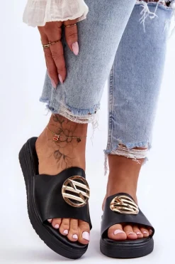 Clearance Damskie Klapki Z Ozdobą Czarne Secrets Damskie Klapki Na Platformie|Klapki Damskie Klasyczne